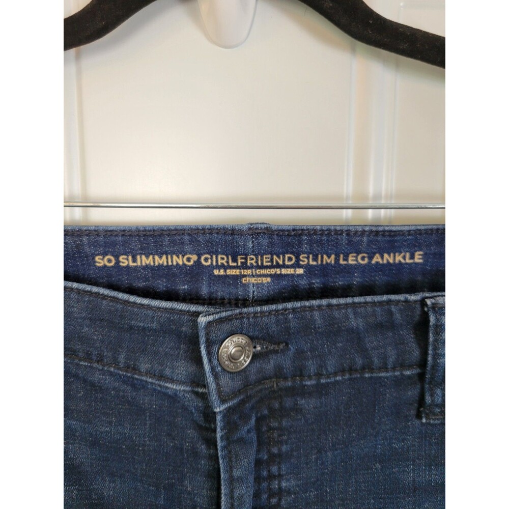 Chico's So Slimming Girlfriend Slim Leg Ankle Jeans Size 12 - Picture 2 of 7